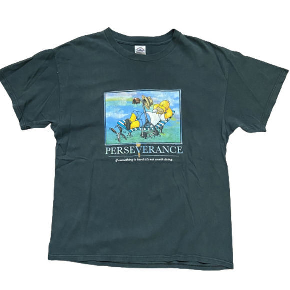 The Simpsons Perseverance Homer 2003 Hunter Green T-Shirt Men's Size Large - Picture 8 of 8